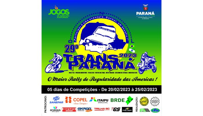  Laranjeiras do Sul sediará o 29º Rally Transparaná nos dias 22 e 23 de fevereiro